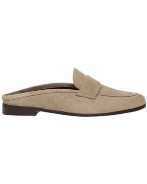 Max Mara Round Toe Mules - White