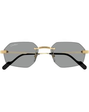 Cartier Rimless Irregular Sunglasses - Metallic