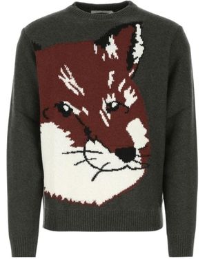 Maison Kitsuné Fox-Intarsia Jumper - Black