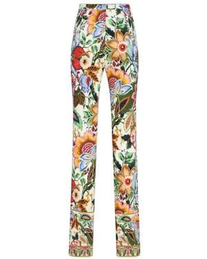 Etro High-Waist Floral-Printed Straight-Leg Trousers - Metallic
