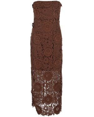 ROTATE BIRGER CHRISTENSEN 3D Lace Midi Dress Dark - Brown