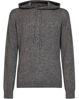 Roberto Collina Hooded Knit Sweater - Gray