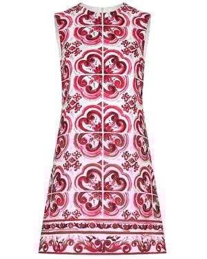 Dolce & Gabbana Majolica-Print Stretch-Silk Minidress - Red