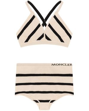 Moncler Striped Bouclé Bikini - White