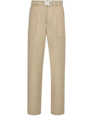Dior Cargo Trousers With 'Cd' Buckle Belt - Natural