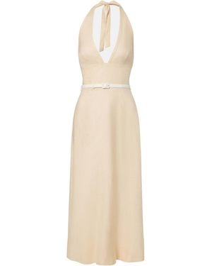 Posse Pamela Halterneck Linen Midi Dress - Natural