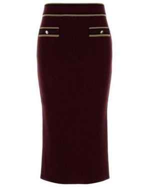Alessandra Rich Knitted Midi Skirt - Red