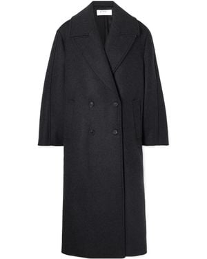 Rohe Ezra Double-Breasted Plush-Trimmed Wool-Blend Coat - Black