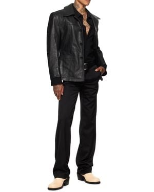 Lu'u Dan Long-Sleeved Leather Jacket - Black
