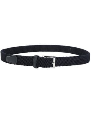 Kiton Elastic Leather Belt - White