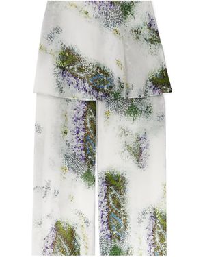 Christopher Esber Absence Layered Printed Silk-Chiffon Wide-Leg Pants - Gray