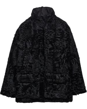 Prada Shearling Caban Jacket - Black