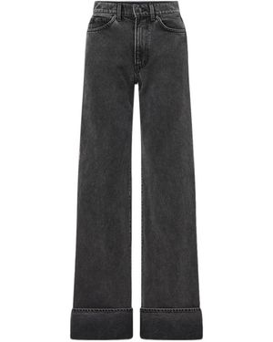 Veronica Beard High-Rise Wide-Leg Jeans - Black