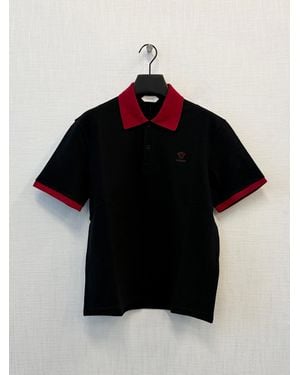 Versace Logo Embroidered Piqué Polo Shirt - Black