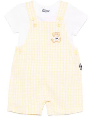 Moschino Gingham-Pattern Dungarees - Natural