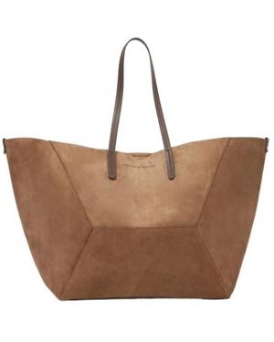 Brunello Cucinelli Bc Duo Large Suede Tote Bag - Brown
