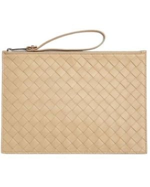Bottega Veneta Large Intrecciato Knitted Clutch - Natural
