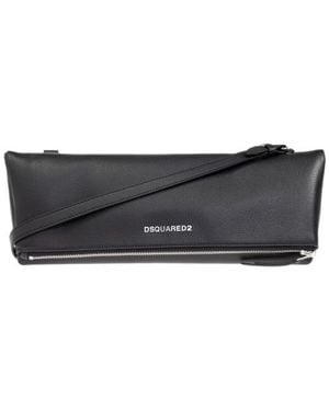 DSquared² Neoclassic Pebbled Zipped Messenger Bag - Black