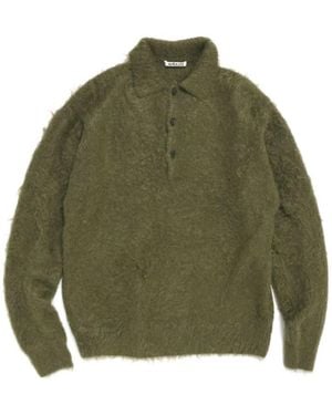 AURALEE Brushed Mohair Polo Knitwear - Green
