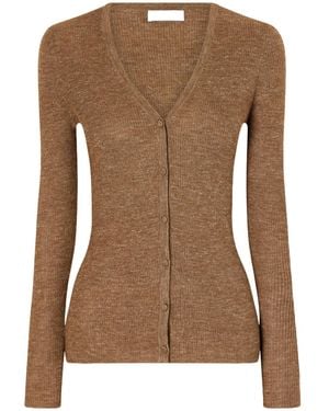 Gabriela Hearst Aiste Ribbed Cashmere Blend Cardigan - Brown