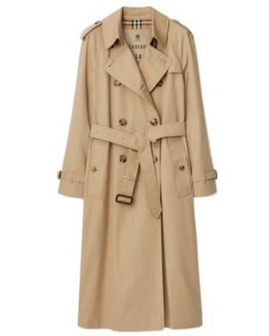 Burberry Double Breasted Belted Trench Coat - Natural
