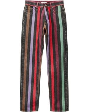 Versace Striped Straight Jeans - Red