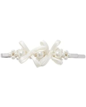 Simone Rocha Bow-Detailed-Tone Faux Pearl Hair Clip - White