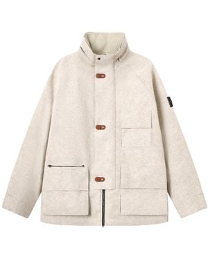 Stone Island Short Down Parka With Hood Insert - Natural