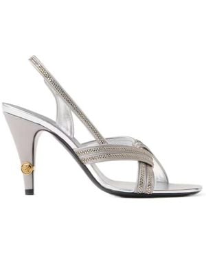Versace Gianni Embellished Slingback Court Shoes - White