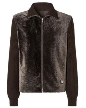 Fendi Wool And Shearling Blouson - Brown