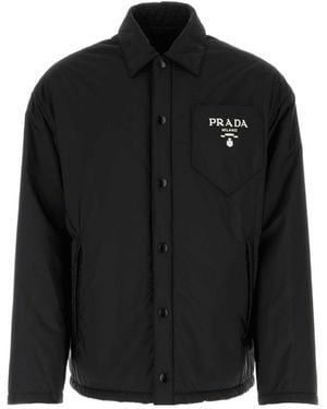 Prada Logo-Print Padded Jacket - Black