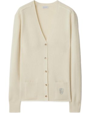 Burberry B-Shield Cashmere Cardigan - White
