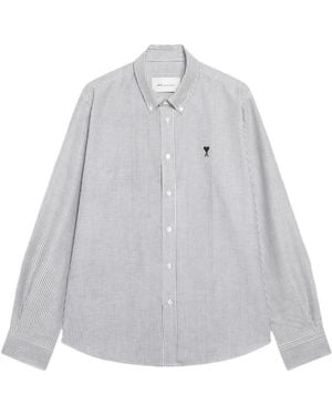 Ami Paris Ami Striped Logo Shirt - Gray