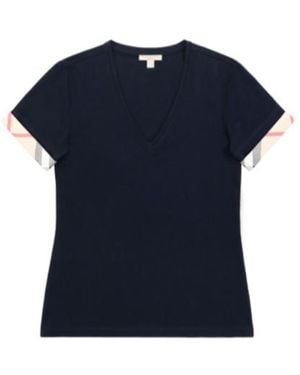 Burberry Deep V-Neck Short-Sleeved T-Shirt - Blue