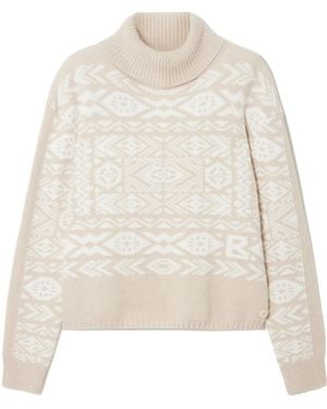 Bogner Nadin Fair Isle Appliquéd Wool-Jacquard Turtleneck Sweater - White