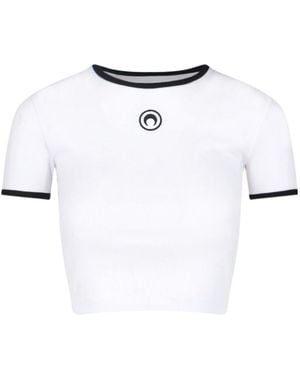 Marine Serre Round-Neck Short-Sleeved T-Shirt - White