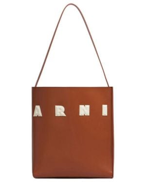Marni Museo Logo-Patch Small Shoulder Bag - Brown