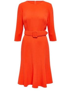 Oscar de la Renta Embellished Wool-Blend Midi Dress - Red