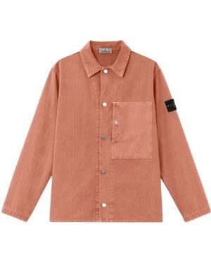 Stone Island Comfort-Fit Snap-Front Overshirt With Chest Pocket - Orange