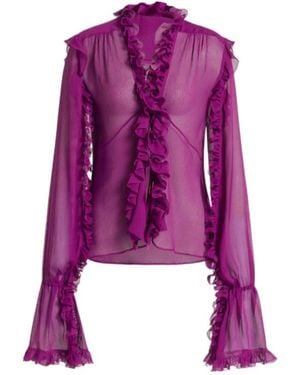 Alberta Ferretti Silk Crêponne Blouse - Purple