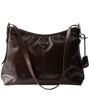 Prada Aimèe Large Leather Shoulder Bag - Black