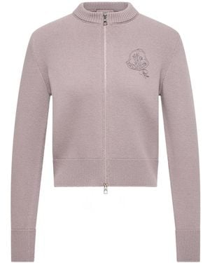 Moncler Wool And Cashmere Zip-Up Cardigan - Pink