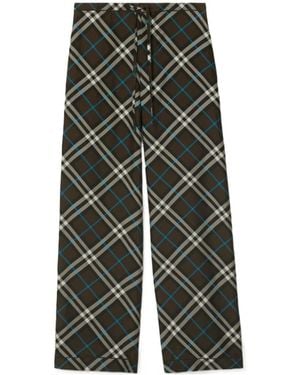Burberry Straight-Leg Checked Drawstring Pants - Gray
