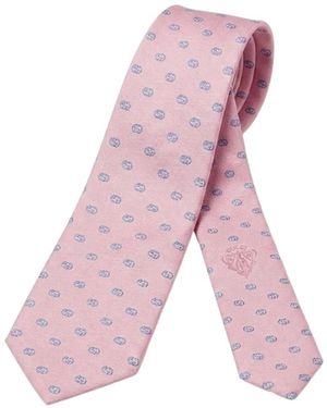 Gucci Double G Silk Jacquard Tie - Pink