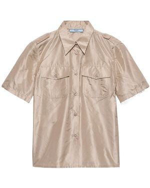 Prada Short-Sleeved Taffeta Shirt - Natural