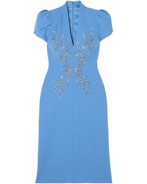 Jenny Packham Crystal-Embellished Crepe Evening Gown - Blue