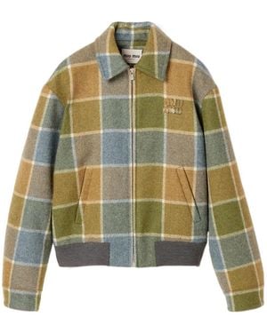 Miu Miu Checked Blouson Jacket - Green