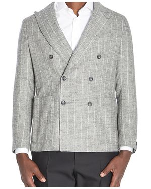 Tagliatore Montecarlo Double-Breasted Tailored Blazer - Grey