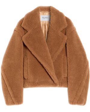 Max Mara Collared Long-Sleeved Teddy Coat - Brown