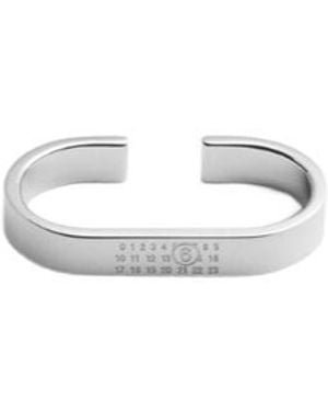 MM6 by Maison Margiela Engraved Open Ring - White